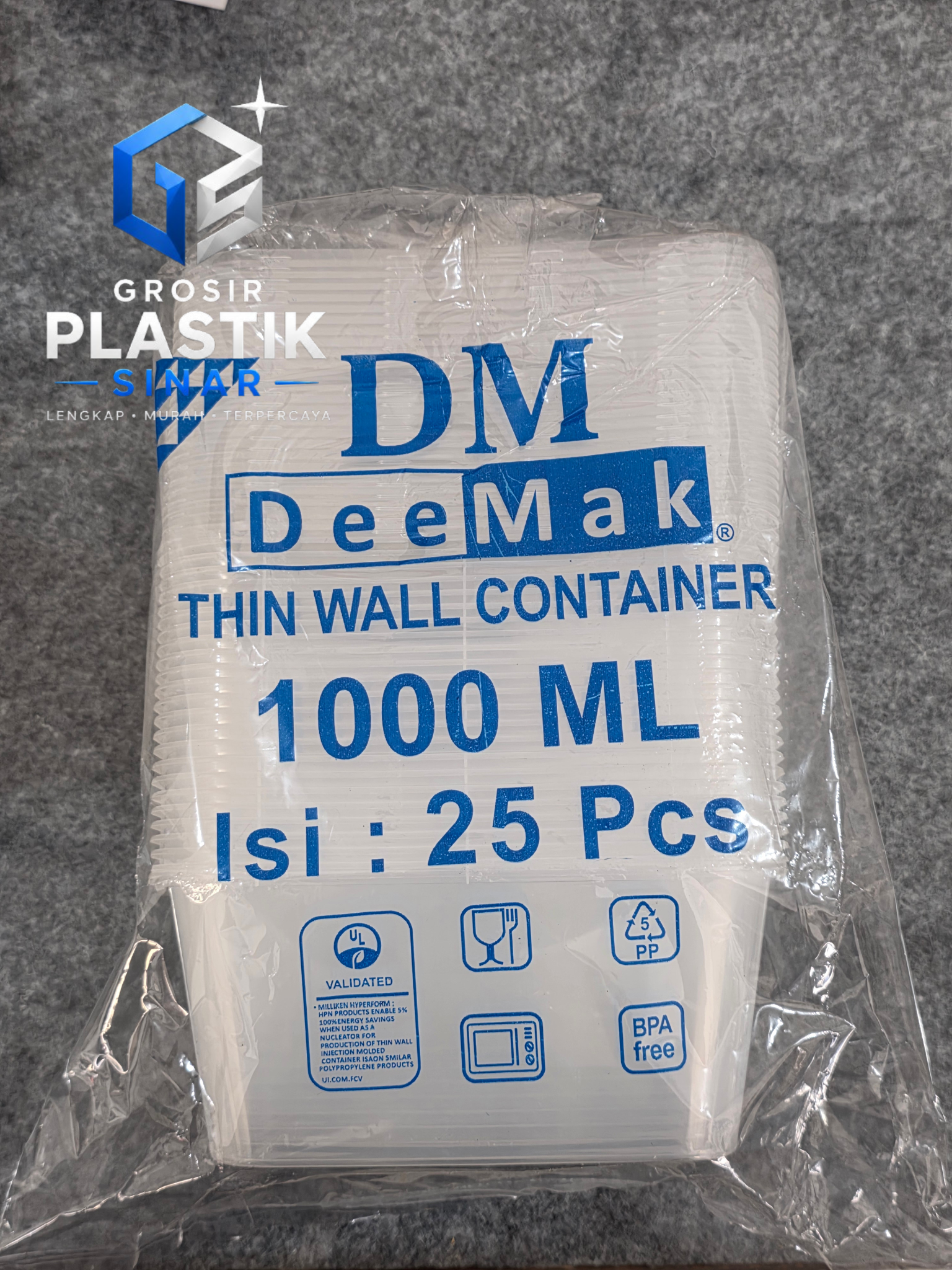 Thinwall DM 1000ML Persegi PJ @20bks / Dus