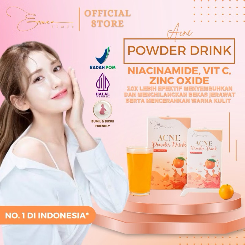 ESMEE Acne Powder Drink 125gr Obat Minum Jerawat Minuman Antioksidan 10x Extra Penghilang Bekas Jerawat dan Mencegah Jerawat Acne Treatment Drink