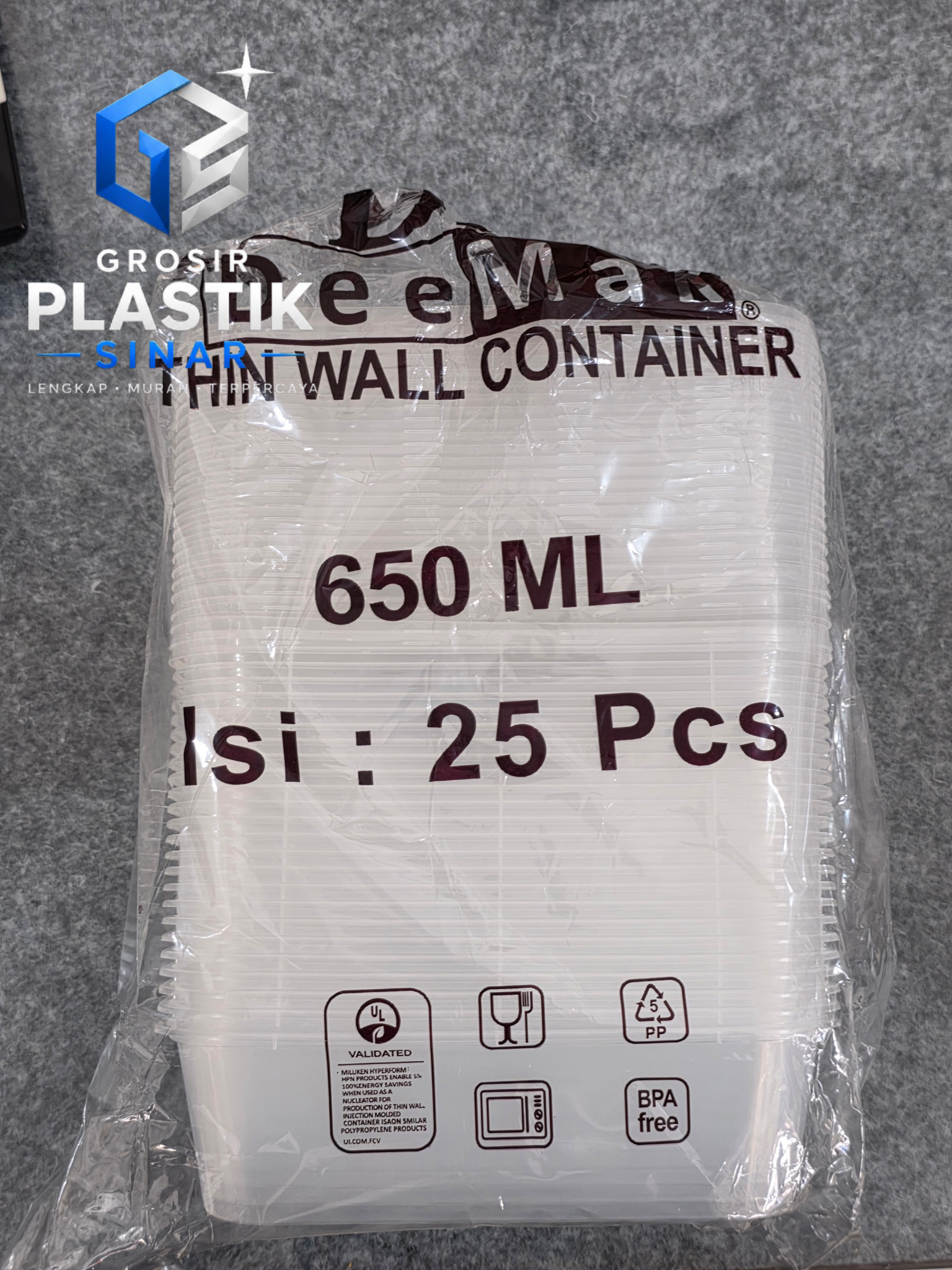 Thinwall DM 650ML Persegi PJ @20bks / Dus