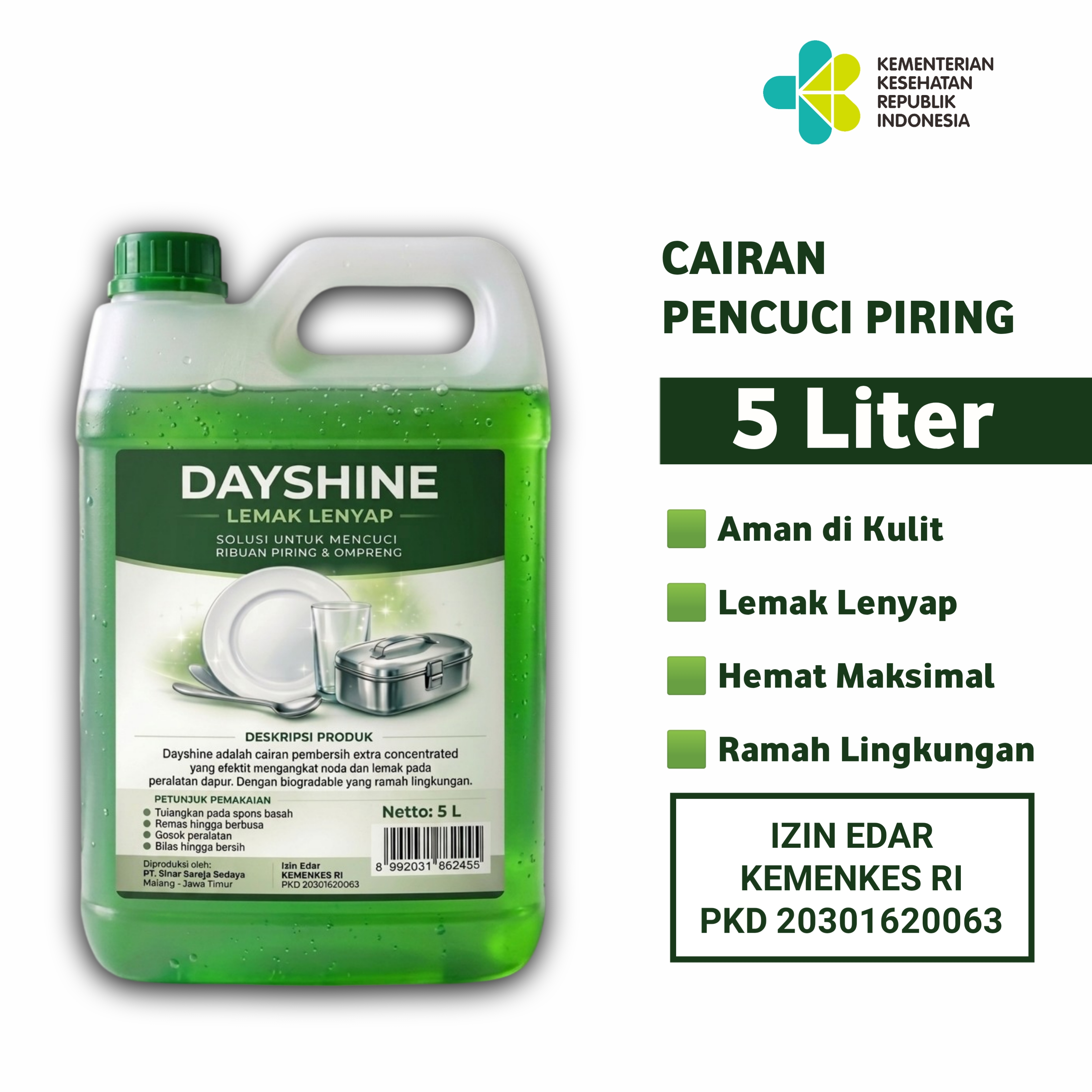 Dayshine 5 Liter - Cairan Pencuci Piring Ampuh Angkat Noda dan Lemak